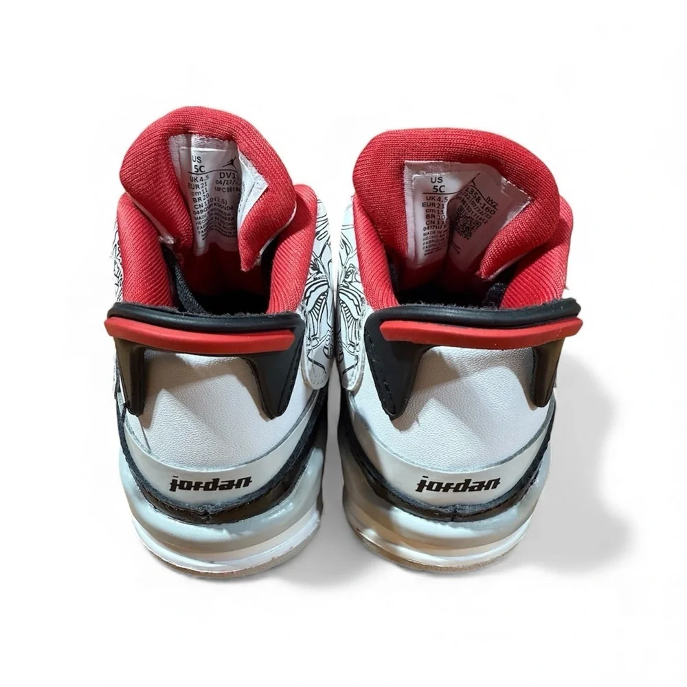 Jordan Kids Black, White, and Red Sneakers